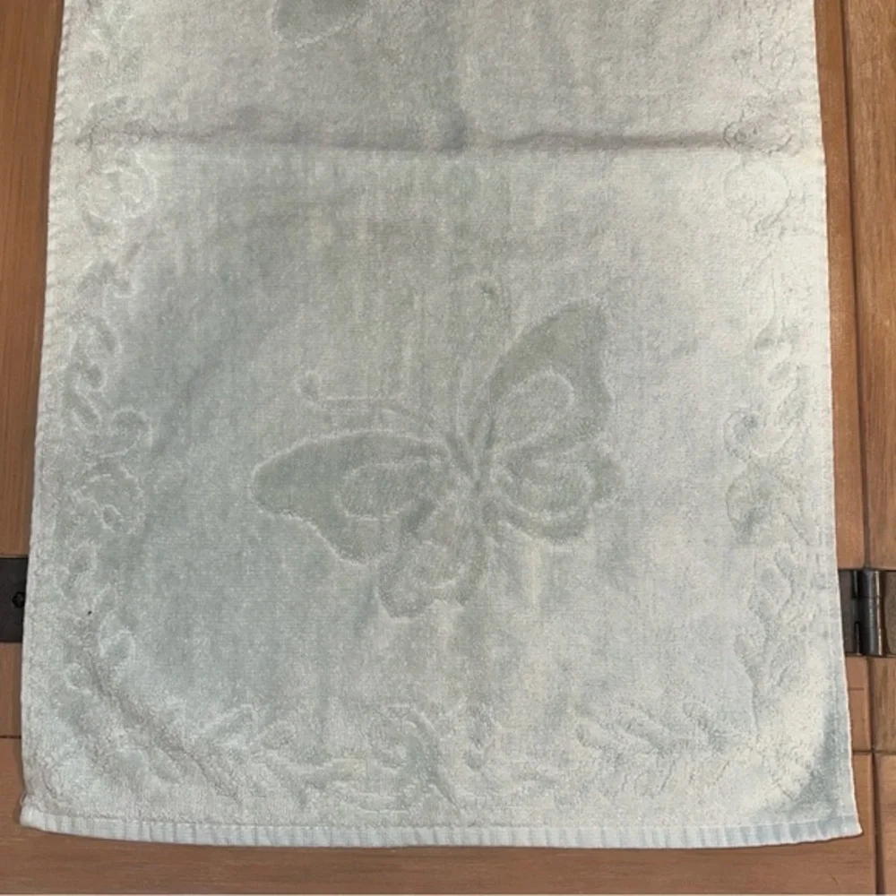 Vintage Cannon Royal Family Butterfly Hand Towel Soft Cotton Retro Sky Blue